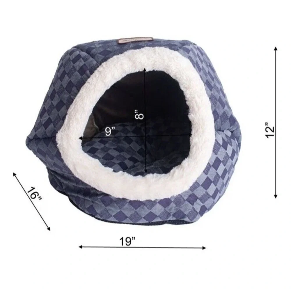 Armarkat‎ Cuddle Cave Dog Cat Pet Bed Purple Checkered Small